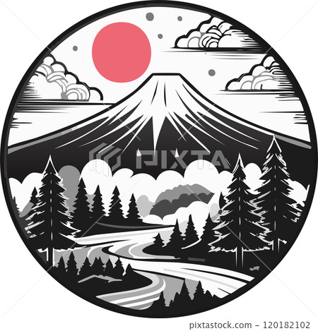 日本富士山的剪紙景觀_02_AI生成圖像 120182102