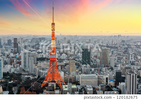 Tokyo Cityscape with Tokyo Tower. 120182675