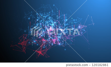 Big Data futuristic, technology light design. Vector datum digital background. Illustration innovation of data system. Hand drawn illustration. 120182861
