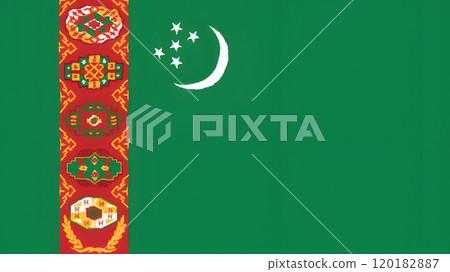 Hand-drawn flag of Turkmenistan. Hand-drawn flag of Turkmenistan. 120182887