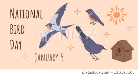 Vector holiday banner for National Bird Day 120183103