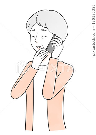 Smiling illustration of a senior woman making a phone call Smiling illustration of a senior woman making a phone call 120183353