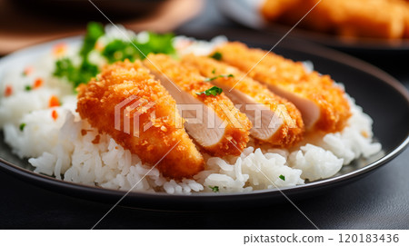 美味的鸡排饭图片 120183436