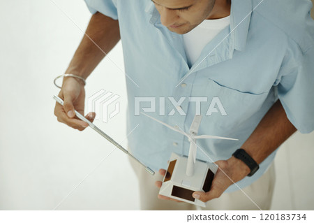 Engineer Explaining The Work Of Windmill 120183734