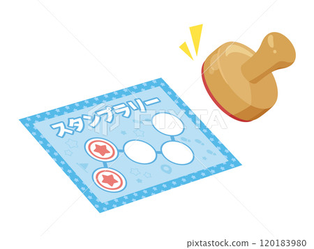 Illustration of stamping on a stamp rally sheet 120183980