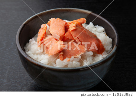 Baked salmon and rice 120183982