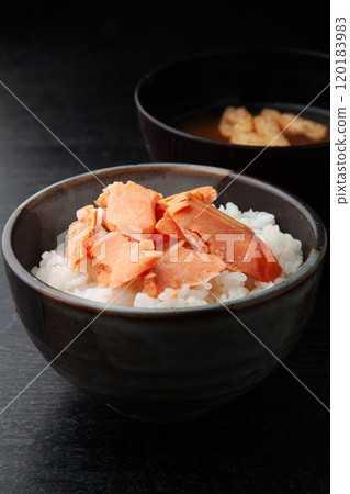 Baked salmon and rice Baked salmon and rice 120183983