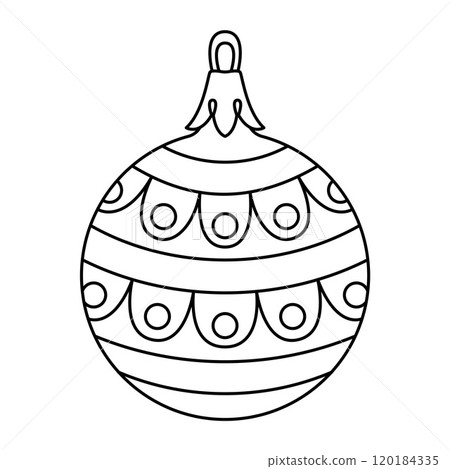 Vector christmas ball doodle style. Hand drawn black and white isolated globe coloring page 120184335