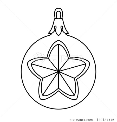 Vector christmas ball doodle style. Hand drawn black and white isolated globe coloring page Vector christmas ball doodle style. Hand drawn black and white isolated globe coloring page 120184346