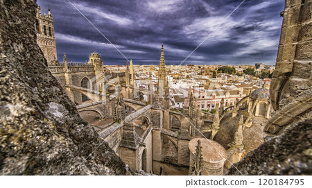 Seville Panoramic Cityview from Seville Cathedral, Spain 120184795