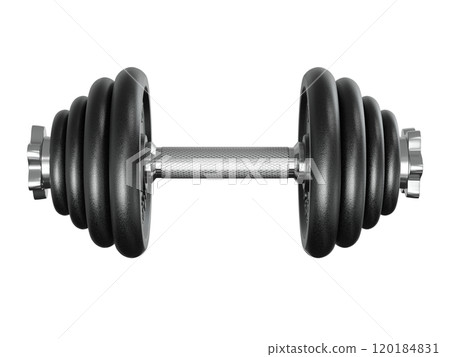 Cast Iron Black Adjustable Dumbbell, weightlifting gym equipment, side view. Png clipart isolated on transparent background Cast Iron Black Adjustable Dumbbell, weightlifting gym equipment, side view. Png clipart isolated on transparent background 120184831
