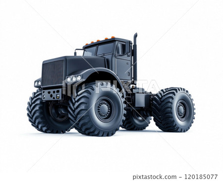 Heavy-Duty Monster Truck with Oversized Tires Isolated on White Background 120185077