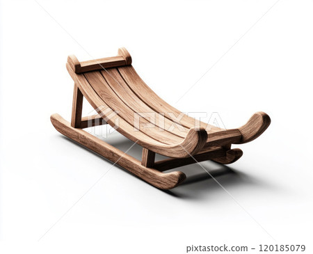 Modern Wooden Sleigh Design Isolated on White Background 120185079