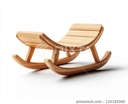 Modern Wooden Sleigh Design Isolated on White Background 120185080