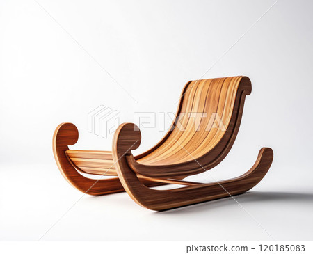 Modern Wooden Sleigh Design Isolated on White Background 120185083