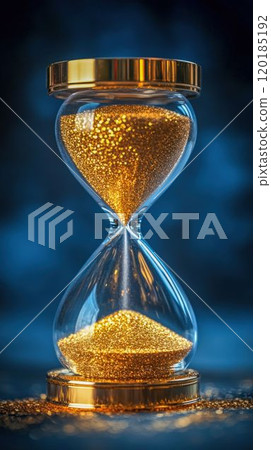 Golden Sand Flowing Through an Hourglass 120185192