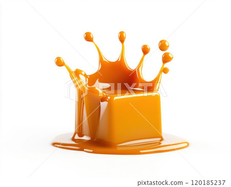 Caramel Cube Splashing on White Background Caramel Cube Splashing on White Background 120185237