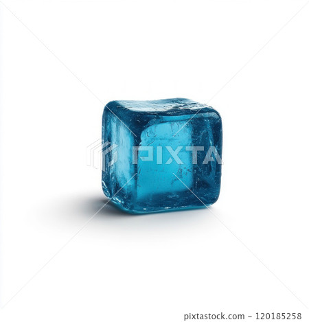 Blue Ice Cube Isolated on White Background 120185258