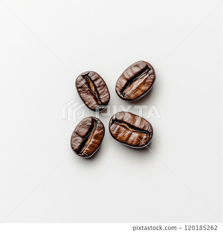 Close-Up of Roasted Coffee Beans Isolated on White Background Close-Up of Roasted Coffee Beans Isolated on White Background 120185262