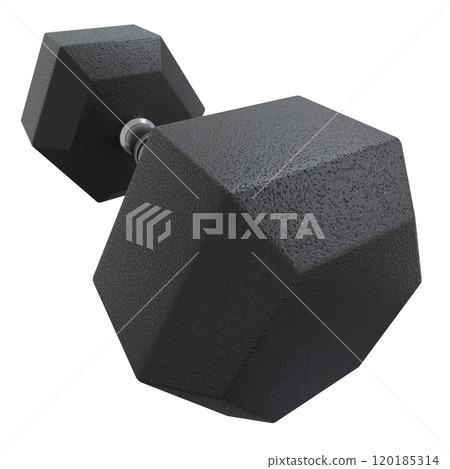 Blank Hex Dumbbell, weightlifting gym equipment, wide angle view, Blank Hex Dumbbell, weightlifting gym equipment, wide angle view, 120185314