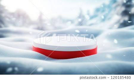 Hockey Puck in Snowy Winter Landscape 120185480