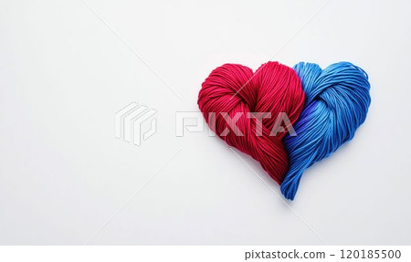 Red and Blue Yarn in Heart Shape Red and Blue Yarn in Heart Shape 120185500