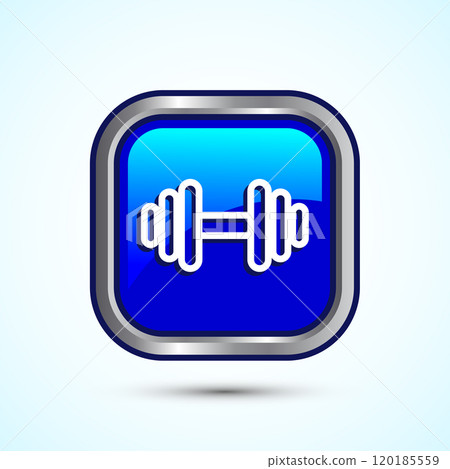Dumbbell icon design for fitness, gym, exercise, weightlifting. Button Design Dumbbell icon design for fitness, gym, exercise, weightlifting. Button Design 120185559