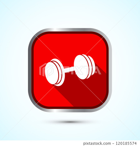 Dumbbell icon design for fitness, gym, exercise, weightlifting. Button Design Dumbbell icon design for fitness, gym, exercise, weightlifting. Button Design 120185574