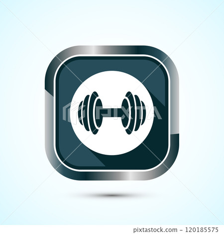 Dumbbell icon design for fitness, gym, exercise, weightlifting. Button Design Dumbbell icon design for fitness, gym, exercise, weightlifting. Button Design 120185575