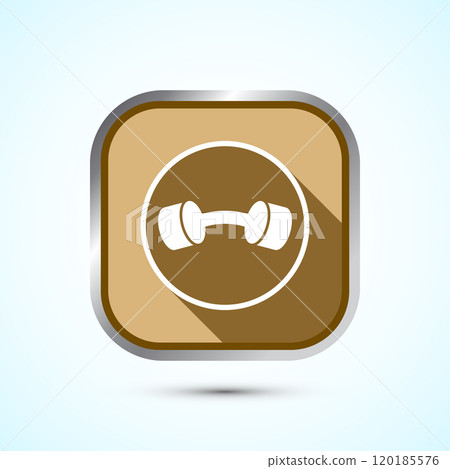 Dumbbell icon design for fitness, gym, exercise, weightlifting. Button Design Dumbbell icon design for fitness, gym, exercise, weightlifting. Button Design 120185576
