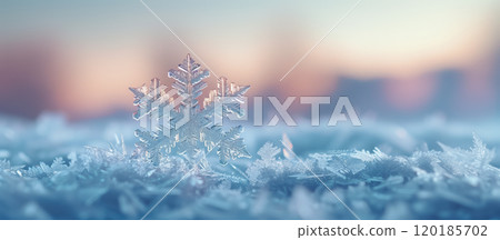 Intricate snowflakes glitter on isolated blue gradient, Christmas background 120185702
