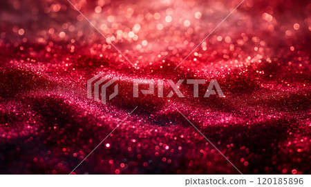 Dark red shimmering glitter background with textured surface glow under soft lighting. Generative AI 120185896