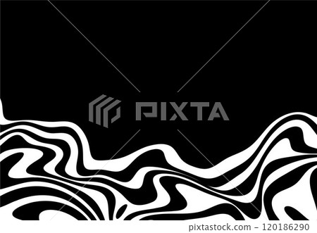 Amazing liquify lines effect on black and white, vector illustration. 120186290