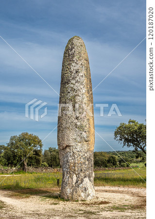 The Standing Stone, Menhir of Meada at Castelo de Vide, Portugal. The largest of the Iberian Peninsula. The Standing Stone, Menhir of Meada at Castelo de Vide, Portugal. The largest of the Iberian Peninsula. 120187020