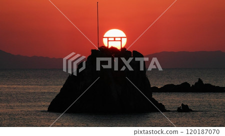 Torii gate and sunset: A mystical moment at Ushinohama 120187070