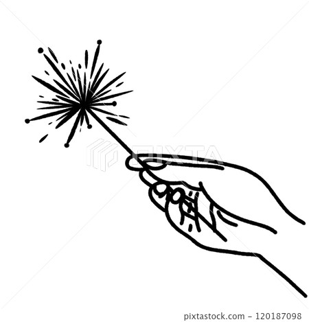 a hand holding a sparkle Hand drawn New Years Eve Celebration party graphic illustration isolated on white background color editable a hand holding a sparkle Hand drawn New Years Eve Celebration party graphic illustration isolated on white background color editable 120187098