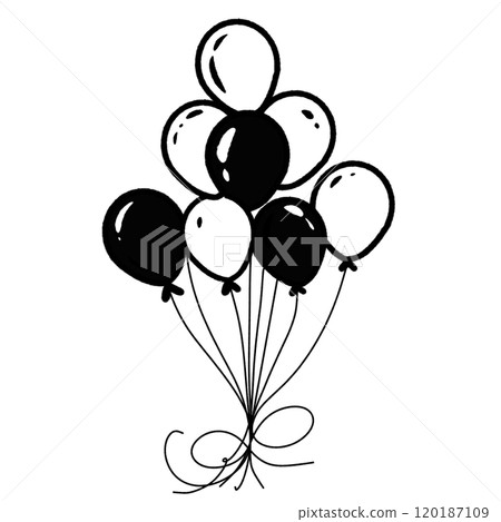 Balloons Hand drawn New Years Eve Celebration party graphic illustration isolated on white background color editable  120187109