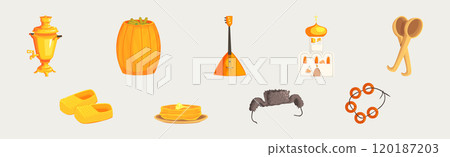 Russian Slavic Object and Famous Symbol Vector Illustration Set 120187203