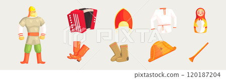 Russian Slavic Object and Famous Symbol Vector Illustration Set Russian Slavic Object and Famous Symbol Vector Illustration Set 120187204