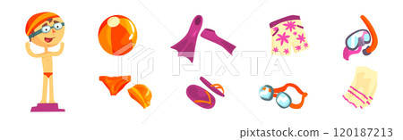Swimmer Object and Accessory for Swimming Vector Set Swimmer Object and Accessory for Swimming Vector Set 120187213