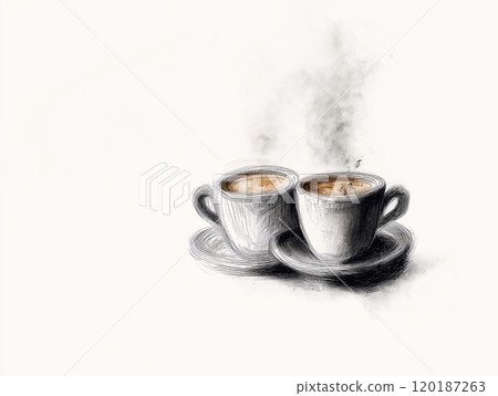 Digital sketch of two coffee cups 120187263