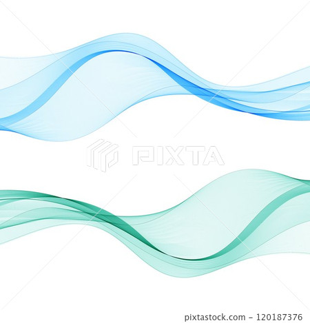 Set of colored waves. Abstract vector graphics. Blue and green waves. 120187376