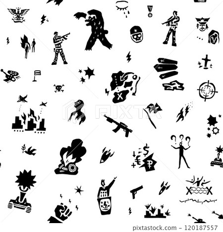 war, political conflict, revolution - vector seamless background sign and symbols war, political conflict, revolution - vector seamless background sign and symbols 120187557