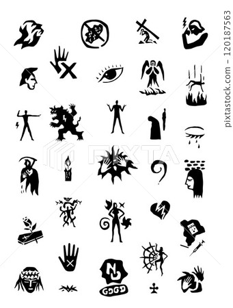 Psychological problems of people fears and phobias ,drugs addiction - vector icon set , isolated graphic design elements Psychological problems of people fears and phobias ,drugs addiction - vector icon set , isolated graphic design elements 120187563