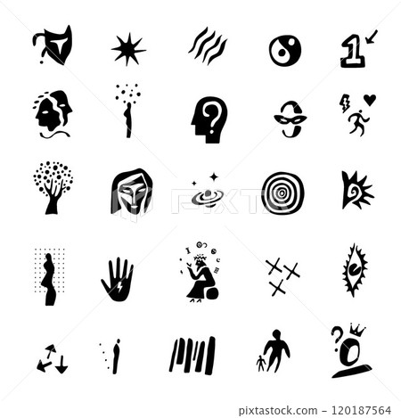 Psychological problems of people fears and phobias ,drugs addiction - vector icon set , isolated graphic design elements Psychological problems of people fears and phobias ,drugs addiction - vector icon set , isolated graphic design elements 120187564