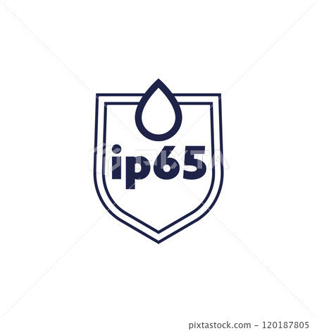 ip65 standard icon, waterproof sign with shield ip65 standard icon, waterproof sign with shield 120187805