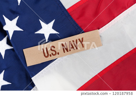 U.S. Navy Branch Tape on national USA flag 120187958