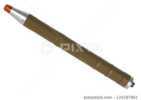 Fragmentation rocket propelled grenade for rpg 7 rocket propelled grenade launcher isolated on white 120187965