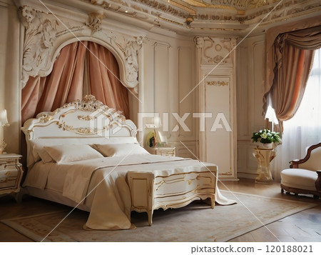 Luxury classic bedroom interior in royal style. Interior of royal house 120188021