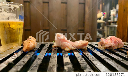 Charcoal grilled BBQ restaurant with offal Charcoal grilled BBQ restaurant with offal 120188271